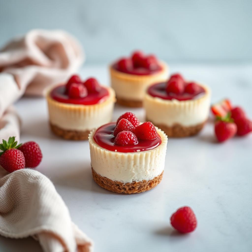 Mini cheesecake individual con topping de frutos rojos