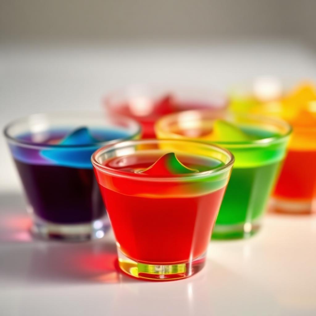 Gelatina de colores en capas brillantes